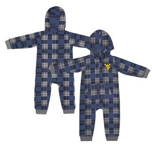 Infant Colosseum Navy West Virginia Mountaineers Full-Zip Plaid Hoodie LS Jumper